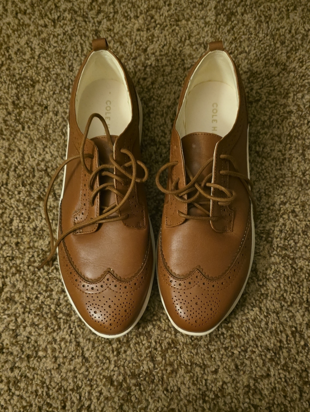 Cole Haan Tan Leather Wingtip Derby Sneakers